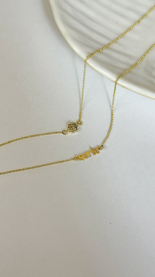 Colar Dourado Pedra Retangular Verde